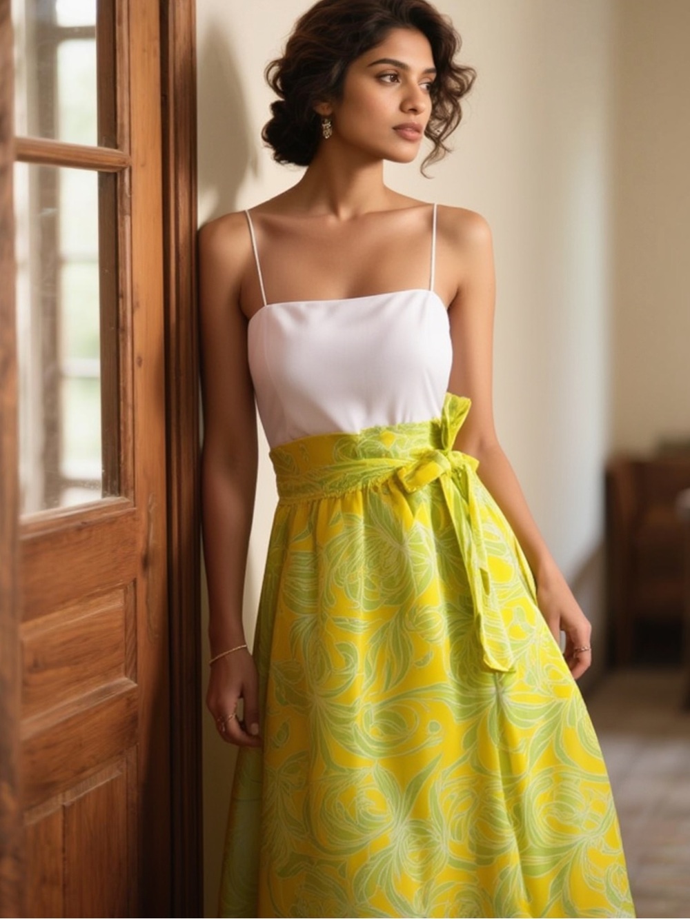 New Aidan Mattox Gown Green/Yellow Maxi Size 12
